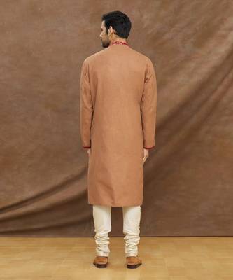 Brown Shadow Embroidery Kurta With Churidar Set 2