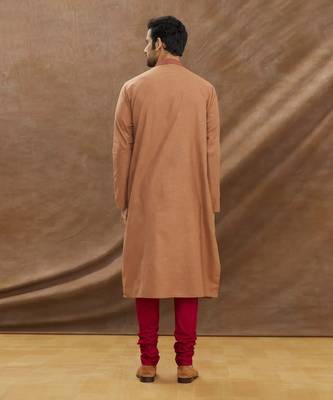 Brown Kurta With Geomatrical Shape Embroidery All Over With Churidar Set 2