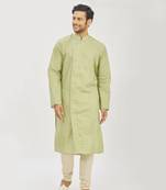 Pista Green Bird Embroidery Kurta Set