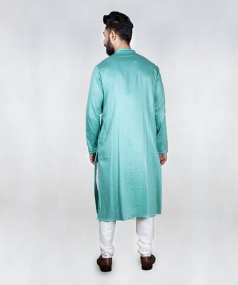 Deep Aqua Blue Knot Hand Embroidered Kurta Set 2