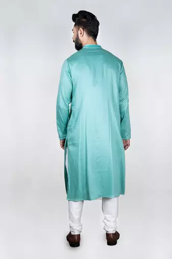 Deep Aqua Blue Knot Hand Embroidered Kurta Set