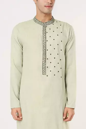 Light Green Hand Embroidered Kurta Set
