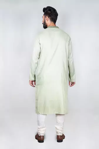 Light Green Hand Embroidered Kurta Set