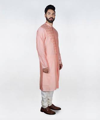 Pink Flap With Katha Embroidered Kurta Set 2