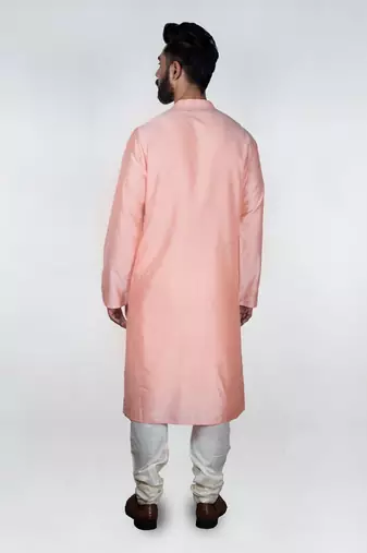 Pink Flap With Katha Embroidered Kurta Set