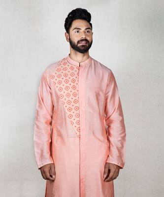 Pink Flap With Katha Embroidered Kurta Set 4