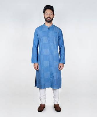 Blue Heavy Box Cord Embroidery Kurta Set 1