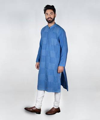 Blue Heavy Box Cord Embroidery Kurta Set 2