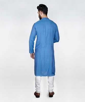Blue Heavy Box Cord Embroidery Kurta Set 3
