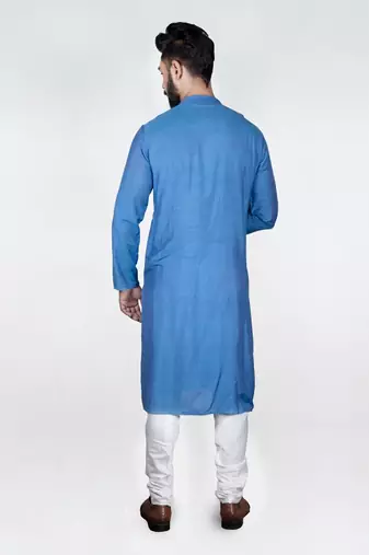 Blue Heavy Box Cord Embroidery Kurta Set