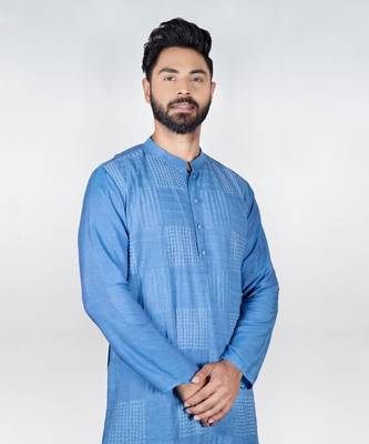 Blue Heavy Box Cord Embroidery Kurta Set 4