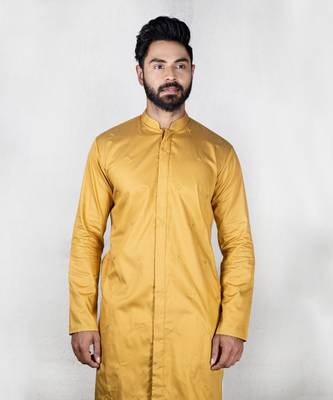 Mustard Quilt Long Open Jacket Kurta Set 3