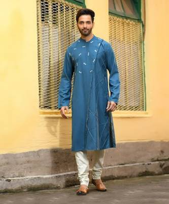 Mustard Goggles Embroidery With Pintux Kurta Set 1