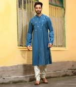 Mustard Goggles Embroidery With Pintux Kurta Set