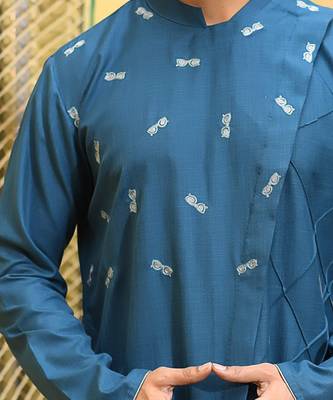 Mustard Goggles Embroidery With Pintux Kurta Set 4