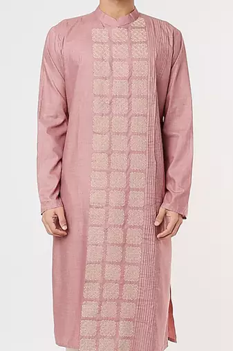 Mauve Cord Embroidery Kurta Set