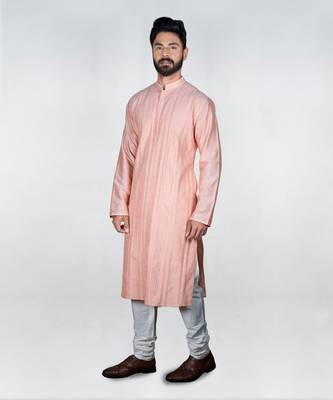 Pink Pannel Shadow Embroidery Kurta Set 1