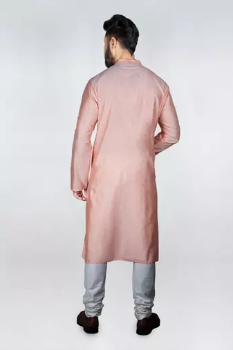 Pink Pannel Shadow Embroidery Kurta Set