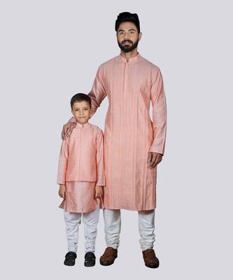 Pink Pannel Shadow Embroidery Kurta Set 3