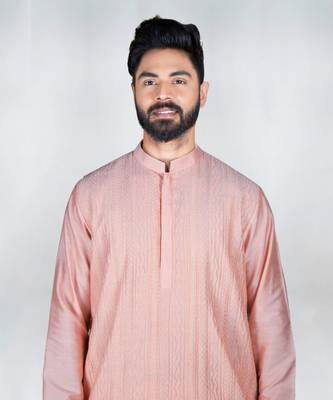 Pink Pannel Shadow Embroidery Kurta Set 4