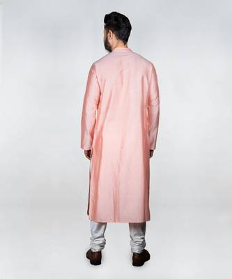 Pink Flower Katha Embroidery Kurta Set 3