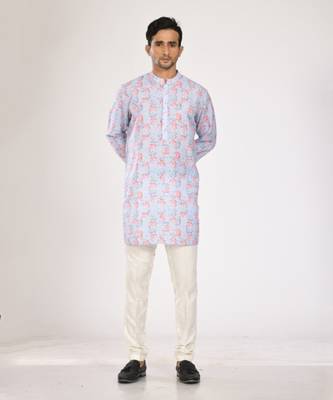 Blue Printed Kurta With Pant Set 1