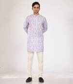 Blue Printed Kurta With Pant Set
