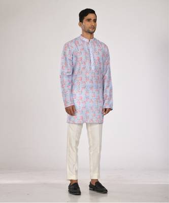 Blue Printed Kurta With Pant Set 2
