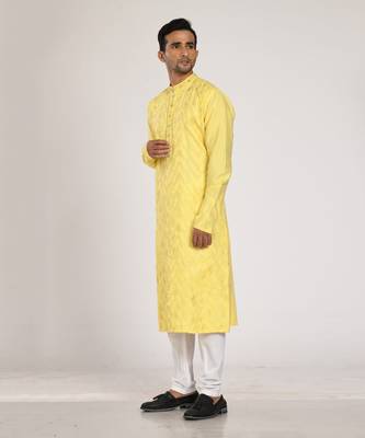 Yellow Full Applique With Embrodiery Kurta Set 2