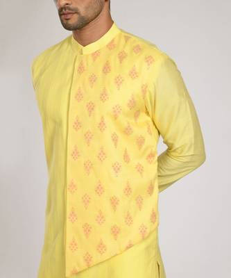 Yellow Flap With Embroidery And Stichline  Kurta Set 3