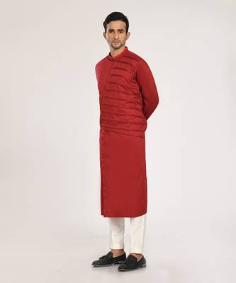 Marun Indo Western Pleated Kurta With Chus Pajama 1