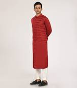 Marun Indo Western Pleated Kurta With Chus Pajama