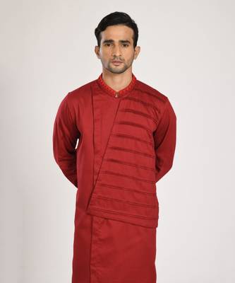 Marun Indo Western Pleated Kurta With Chus Pajama 2
