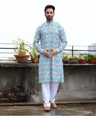 Colourful Printed Kurta With Pant Set 1