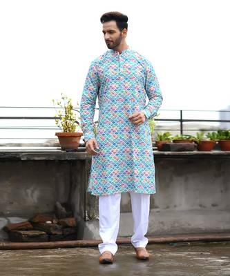 Colourful Printed Kurta With Pant Set 2