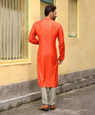 Rust Knot Hand Embroidered On The Yoke Kurta Set 2
