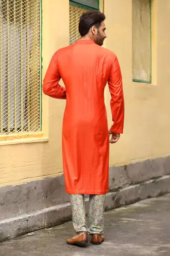 Rust Knot Hand Embroidered On The Yoke Kurta Set
