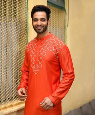 Rust Knot Hand Embroidered On The Yoke Kurta Set 3