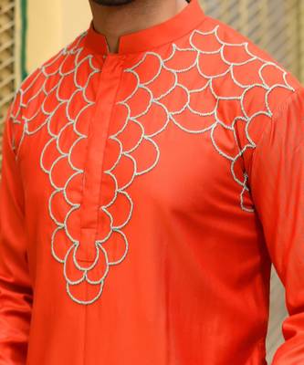 Rust Knot Hand Embroidered On The Yoke Kurta Set 4