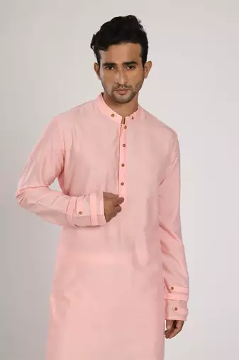 Pink Flap On Sleeves  Kurta Set