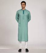 Aqua Green Printed Kurta With Ancor Stich With Churidar