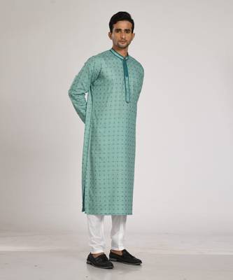 Aqua Green Printed Kurta With Ancor Stich With Churidar 3