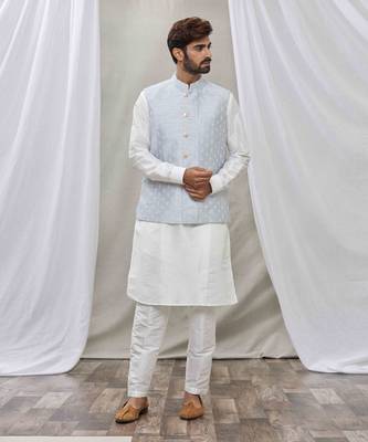 Powder Blue Kurta-Jacket Set 1