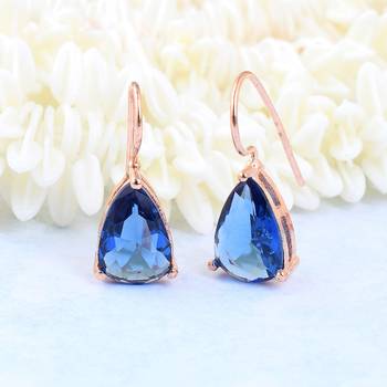 Blue Stone Studed Hoop Earrings 1