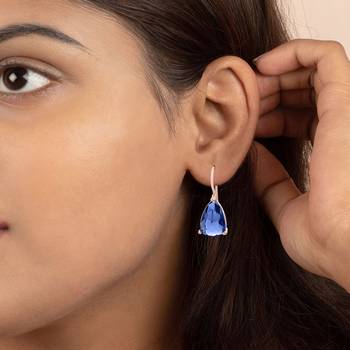 Blue Stone Studed Hoop Earrings 3