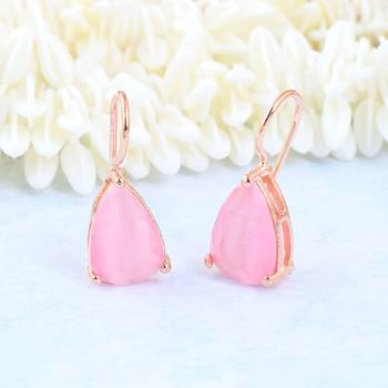 Pink stone studs hoop earrings 1