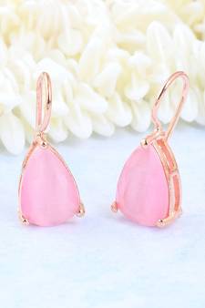 Pink stone studs hoop earrings