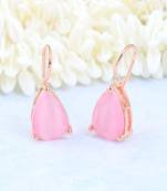 Pink stone studs hoop earrings