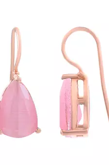 Pink stone studs hoop earrings