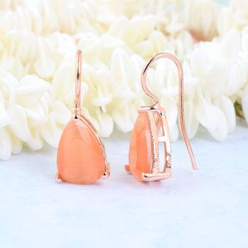 Peach Stone Studed Hoop Earrings 1